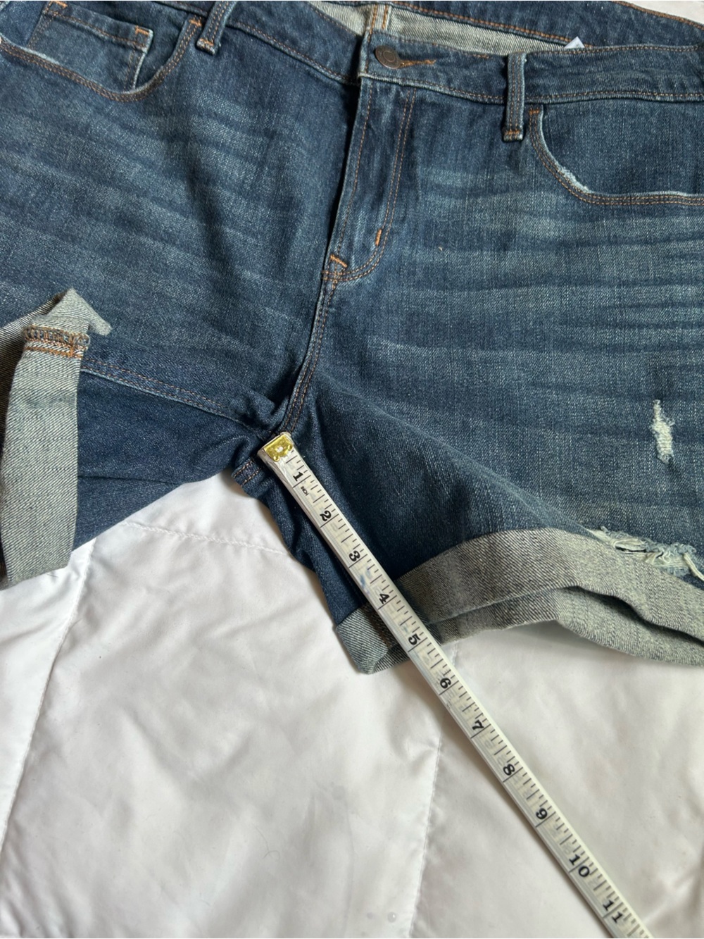 Old Navy Dark Blue Denim Shorts with Contrast Stitching - Picture 4 of 7